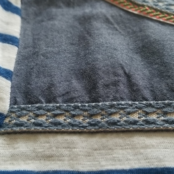 Anthropologie Embroidered Striped Shirt with Lace - Picture 4 of 9